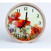Tulup Holzuhr 30fi cm wanduhr - Mohnblumen