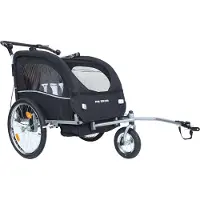 Øvre Eidfjord "Alpström" 2-in-1 Fahrradanhänger & Kinderwagen für 1–2 Kinder, 40 kg, mit Sicherheitsgurt, Reflektoren, schwarz | EID-4