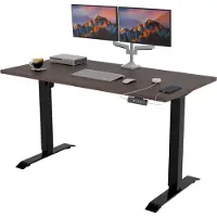 Pokar Höhenverstellbarer Schreibtisch Höhenverstellbar Elektrisch Bürotisch mit Tischplatte, Größe:160x80, Farbe:Eichen Davos