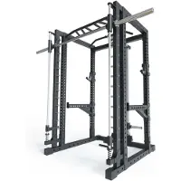 ATLETICA R7-Forge Power Rack mit Plate Load Gewichte und Smith Machine | Smith kann optional vor oder hinter dem Rack angebracht werden