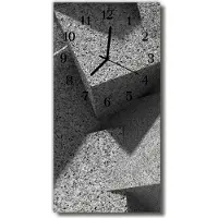 Tulup Glasuhr Wanduhr Küchenuhr Echt-Glas 30x60 Marmortisch Grau