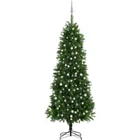 vidaXL Möbel Künstlicher Weihnachtsbaum mit Beleuchtung Kugeln 240 cm Grün - Weihnachtsgirlanden 3077729