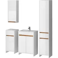 Vicco Badmöbel-Set Lemgo Weiß Hochglanz 5er-Set, Model 49841