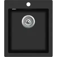 Gurari SQS 100 -601 AW, Küchenspüle, Einbau Granitspüle Schwarz, inkl. Siphon, 42,5x50
