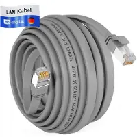 HB-DIGITAL Netzwerkkabel 20m LAN Kabel Cat7 Patch Kabel cat.7 Flachkabel RJ45 Kupfer bis zu 10 Gbit/s U/FTP PVC grau