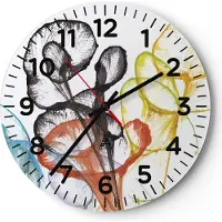 ARTTOR Wanduhr - Rund - Glasuhr - Blumen Abstraktion Surrealismus - 30x30cm - Schleichendes Uhrwerk - Lautlos - zum Aufhängen bereit - Dekoration Modern - Wanddekoration aus Glas - C4AR30x30-4444