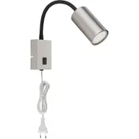 Etc-shop Spotleuchte, Flexoarm, schwarz, Nickel matt, H 44cm