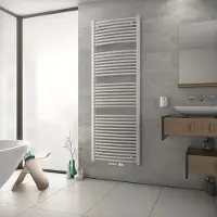 Ximax Handtuchheizkörper Badheizkörper gebogen Top Mittelanschluss Weiss Höhe 1172 mm, Breite 595 mm, 680 Watt