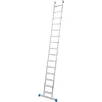 Krause Anlegeleiter , TRBS 2121-2, Arbeitshöhe 4800 mm, 15 rutschfeste Profilstufen mit T 80 mm, Fußstopfen, Quertrav., Alu