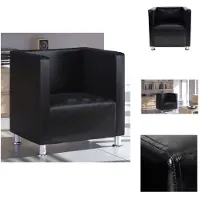 vidaXL Würfel-Sessel Schwarz Kunstleder - Sessel