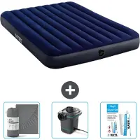 Intex Luftbett – 2 Personen – 152 x 203 x 25 cm – Blau – im Lieferumfang enthalten Spannbettuch - Pumpe en Reperaturset