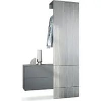 Vladon Garderobe Carlton Set 2, Germany, Wandgarderobe aus Deko-Paneel & hängender Schubladen-Kommode, Anthrazit matt/Avola-Anthrazit (105 x 193 x 35 cm)