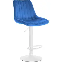 CLP Barhocker Toni Samt höhenverstellbar und drehbar blau Gestell Farbe weiß