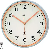 AMS 5509 Wanduhr Funk Funkwanduhr analog grau rund