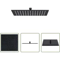 The Living Store Regenbrause Edelstahl 40x40 cm Quadrat Schwarz
