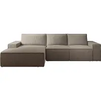 Vente-unique Großes Ecksofa mit Schlaffunktion - Ecke links - Cord - Taupe - AMELIA