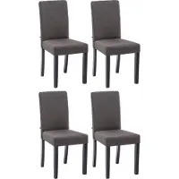 DELUKE 4er Set Esszimmerstuhl DALAN - Stoff Dunkelgrau 41x47x91 cm Schwarz | Essstühle Esszimmerstühle Küchenstühle Wohnzimmerstühle