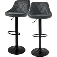 ML-Design | Set mit 2 Barhockern Holly aus Samt Grau Samt 37x106x47 cm | NADUVI