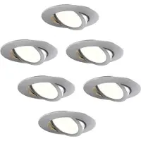 LEDVION - 6x LED Einbaustrahler, 230V, Edelstahl, dim to warm, IP65, wasserdicht, 5W/7W, COB, Downlight, Deckenstrahler, Bad, Küche, warmweiß, Tageslicht, Halogenersatz, Stimmungslicht, kompakt
