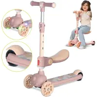 Lorelli JETSTER PLUS 2-in-1 3-Rad Kinder-Scooter mit klappbarem Sitz (4 Pos.) – LED PolyurethanRäder, ABEC-9, Lenker 3 Pos., bis 20 kg