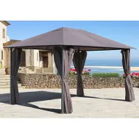 Quick Star Metall Garten Pavillon Nizza 3x4m Taupe mit 4 Seitenteilen Partyzelt