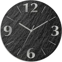 ARTland Glas Wanduhr Funkzuhr - silberne Zeiger Schieferoptik Größe: 30x30 cm