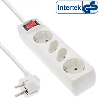 InLine Steckdosenleiste, 4-fach, 2x Schutzkontakt + 2x Euro, weiß, 1,5m, 1,5 m, Abgewinkelt, 1,5 mm², Weiß, Kunststoff, 2 AC-Ausgänge