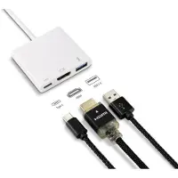 Renkforce RF-4366444 Adapter [1x USB-C Stecker - 1x HDMI-Buchse, USB 3.2 Gen 1 Buchse A (USB 3.0), USB-C Buchse] Weiß