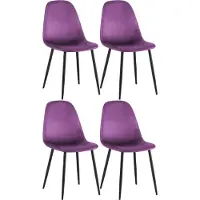 CLP 4er Set Esszimmerstühle Napier gepolstert bis 150 kg belastbar lila Material Samt