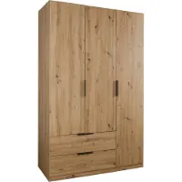 Die Möbelfundgrube Kleiderschrank mit Schubladen 3-türig Eiche 122 cm - ESPRESSO
