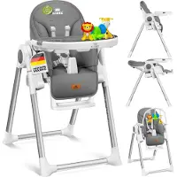 Kidiz 3in1 Hochstuhl Kinderhochstuhl inkl. Spielbügel , Babyliege , Kombihochstuhl Babyhochsitz ,7 höhenverstellbar Verstellbare Rückenlehne , mitwachsend ab 0 Monate bis 6 Jahre Babystuhl