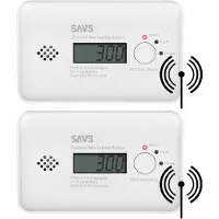 SAVS C10-W Drahtlos koppelbarer Kohlenmonoxidmelder 2 Stück - LinkSmart - Optional WiFi - LCD-Display - CO Melder