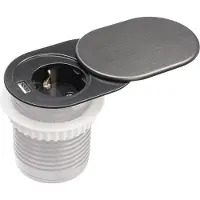 Plastrol Möbelsteckdose mit 1x 230V Schuko 1x USB-A Anschluss