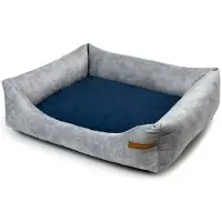 Rexproduct Frida – Nachhaltiges Hundebett und Katzenbett mit hohen Seiten, waschbar & wasserabweisend, Grau und blau Größe XL