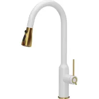 Quadron Jessica Q LINE PullOut SteelQ Küchenmischer stehend weiss mit goldfarbenen Elementen (84818011)