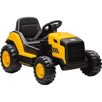 AIYAPLAY Elektrischer Traktor Offiziell CAT-lizenziert 12 V Aufsitztraktor Gelb