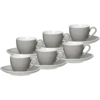 Ritzenhoff & Breker DOPPIO Espressotasse mit Untertasse 80 ml 6er Set grau