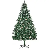 Welikera Künstlicher Weihnachtsbaum 180 cm Kieferbaum künstlich mit 59 Zapfen, Schnee, 1111 Spitzen für drinnen