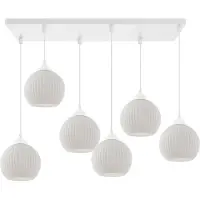 Light11 HOME Hängelampe Riffle Weiß 6-flammig mit weißen Kugel Lampenschirmen E27