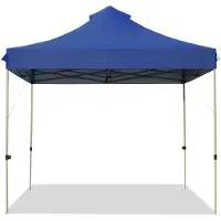 Goplus Faltfaltpavillon 3x3m, Pop up Pavillon wasserdicht stabil, Gartenpavillon höhenverstellbar mit Rolltragetasche, Partyzelt Gartenzelt Sonnenschutz für Outdoor Party Festival Markt (Blau)