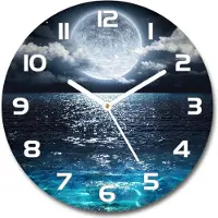 Tulup Wanduhr aus Glas 30fi Glasbild Glasuhr Gehärtetes Glas - weisse-zeiger - full moon
