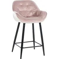 DELUKE Barhocker KUTOR - Samt Pink 54x57.5x93.5 cm | Barstuhl Mit Lehne Tresenhocker Tresenstuhl Kneipenhocker Kneipenstuhl