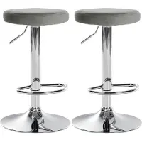 DELUKE 2er Set Barhocker KAZON - Samt Grau 38.5x38.5x60 cm Silber | Barstuhl Höhenverstellbar Drehbar Tresenhocker Tresenstuhl Kneipenhocker Kneipenstuhl