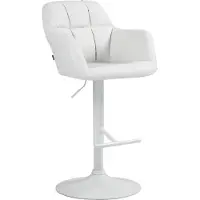 DELUKE Barhocker TUBEL - Kunstleder Weiß 57x59x97 cm Weiß | Barstuhl Höhenverstellbar Mit Lehne Drehbar Tresenhocker Tresenstuhl Kneipenhocker Kneipenstuhl