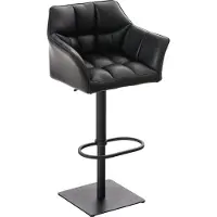 DELUKE Barhocker SIHAR - Kunstleder Schwarz 64x45x88 cm Schwarz | Barstuhl Höhenverstellbar Mit Lehne Drehbar Tresenhocker Tresenstuhl Kneipenhocker