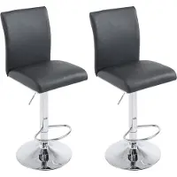 DELUKE 2er Set Barhocker BIRID - Kunstleder Schwarz 38.5x47x94.5 cm | Barstuhl Höhenverstellbar Mit Lehne Drehbar Tresenhocker Tresenstuhl Kneipenhocker