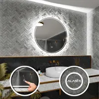 Alasta Runder Spiegel mit LED Beleuchtung und Touch-Schalter - Venezia - 90 cm