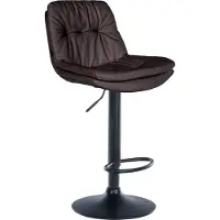 DELUKE Barhocker MITUN - Kunstleder Braun 46x54x92 cm Schwarz | Barstuhl Höhenverstellbar Mit Lehne Drehbar Tresenhocker Tresenstuhl Kneipenhocker