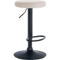 DELUKE Barhocker KAZON - Samt Creme 38.5x38.5x60 cm Schwarz | Barstuhl Höhenverstellbar Tresenhocker Tresenstuhl Kneipenhocker Kneipenstuhl