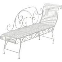 DELUKE Gartenbank SIZON - Metall Weiß 156x46x78 cm | Gartenliege Metall Sonnenliege Antik Vintage Gartenstuhl Lang 1 Sitzer